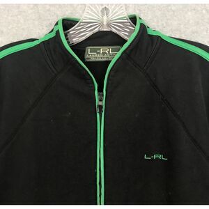 L-RL Lauren Active Jacket‎ Womens Medium Black w/ Green Trim Ralph Lauren Golf